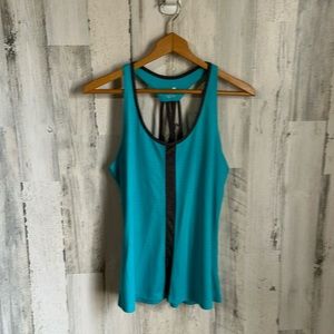 FF30 blue tank with gray stipe down the middle & neck Avita medium med m